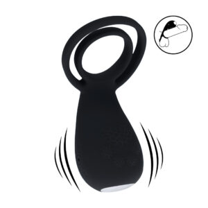 Vibrerende Cock- en Ballring met Pootstimulator - Zwart