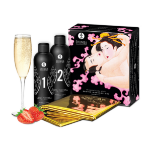 Body to Body Massage - Aardbei Sprankelende Wijn - 2 Stuks van 7,6 fl / 225 ml
